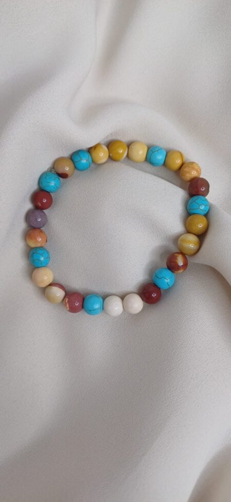 Bracciale artigianale in pietre colorate con elastico