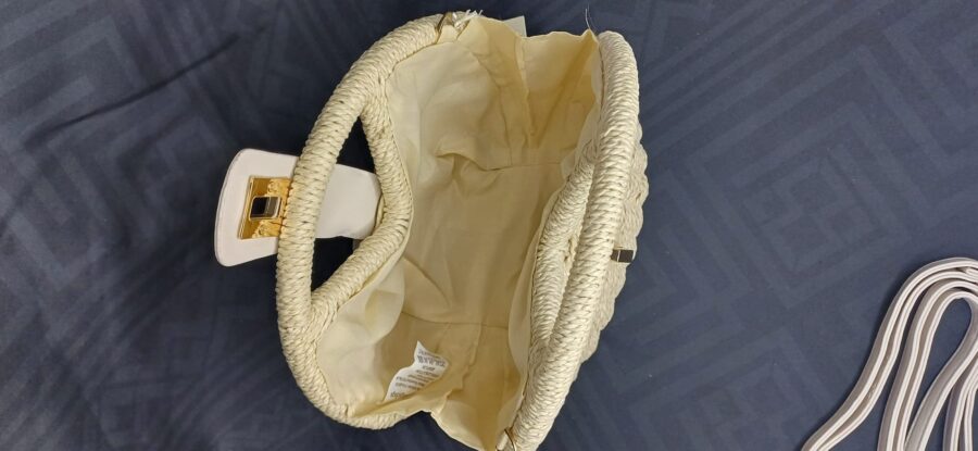 Borsa in paglia con tracolla e chiusura girevole - immagine 5