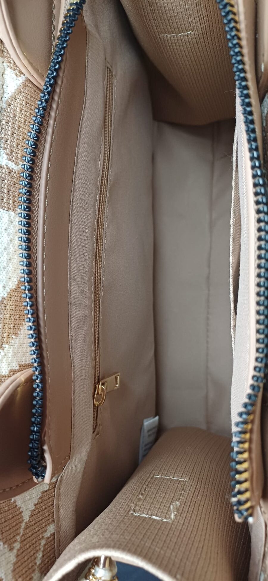 Borsa a mano con tracolla in tessuto jacquard, fantasia catena - immagine 4