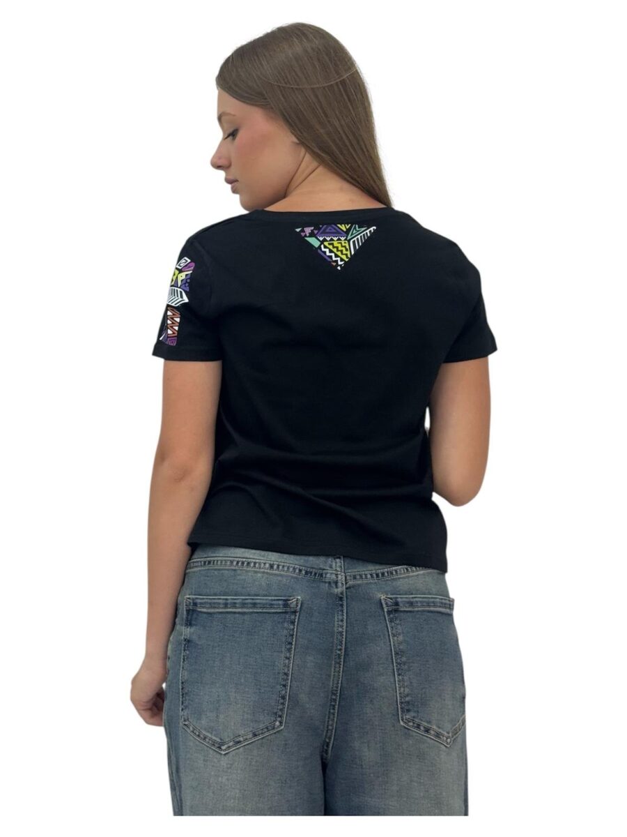 T-shirt donna scollo a v (nero) - immagine 4