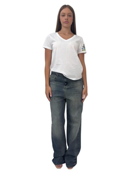 T-shirt scollo a v (bianco)