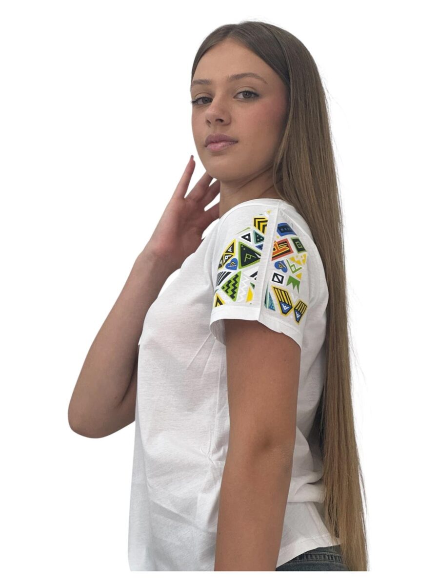 T-shirt scollo a v (bianco) - immagine 3