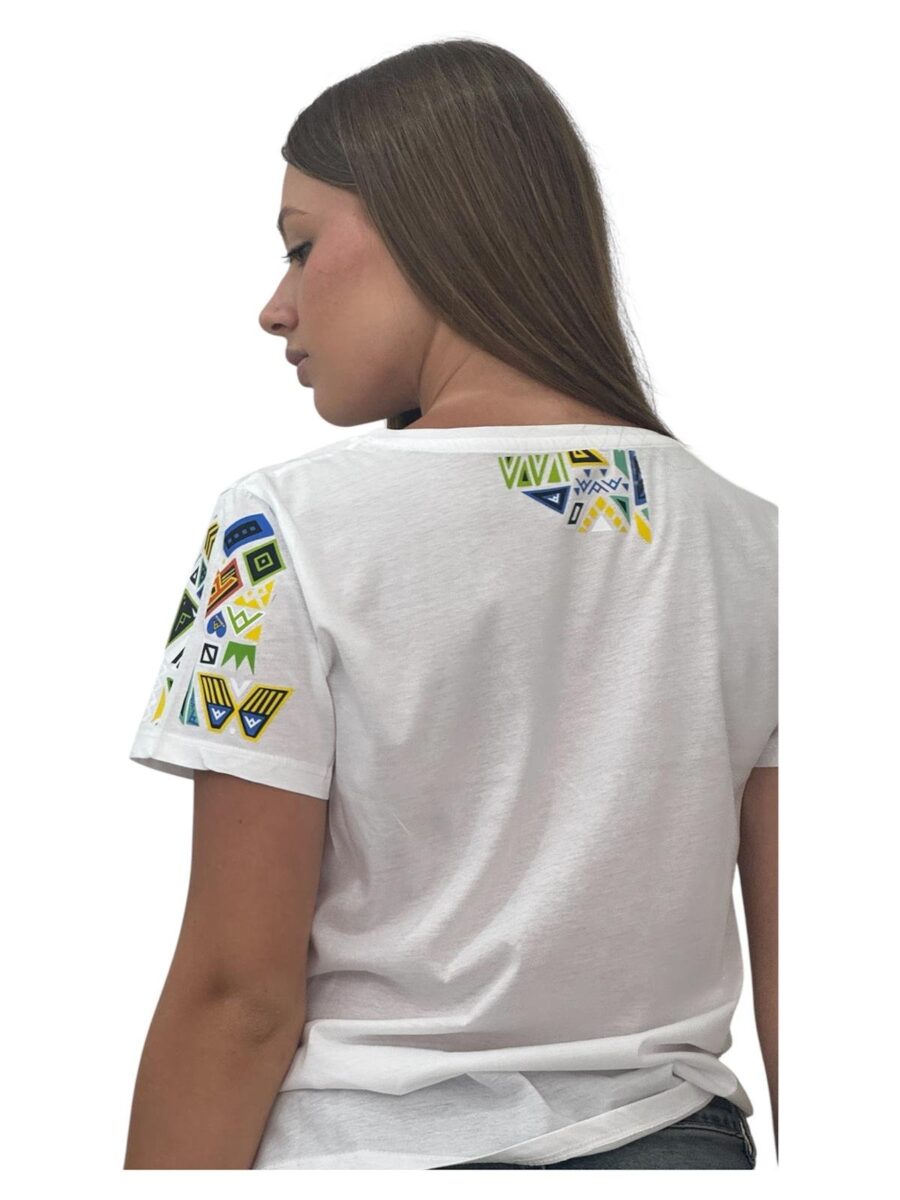 T-shirt scollo a v (bianco) - immagine 5