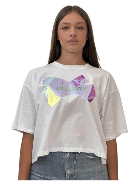 T-shirt bianca effetto scotch