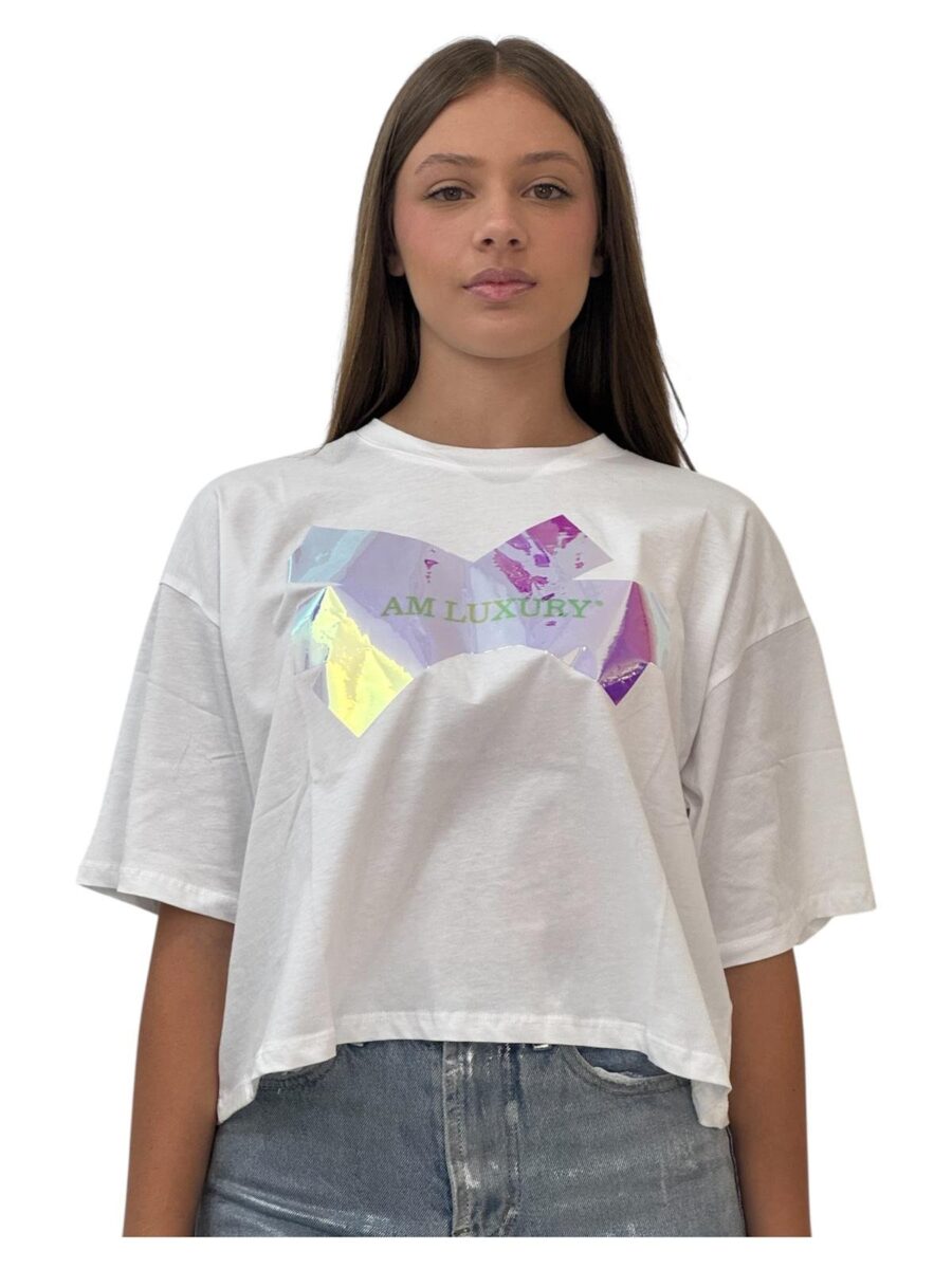 T-shirt bianca effetto scotch