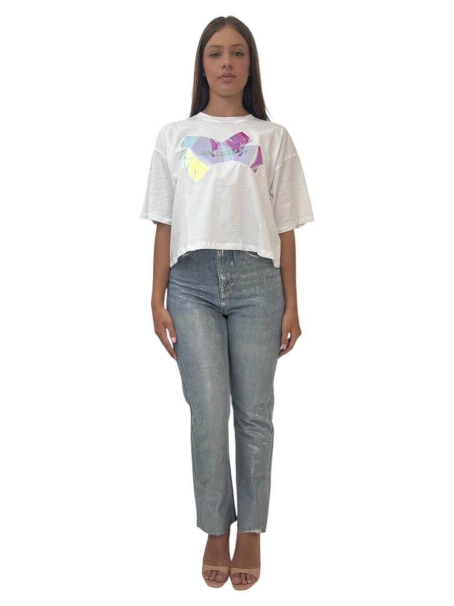 T-shirt bianca effetto scotch - immagine 2