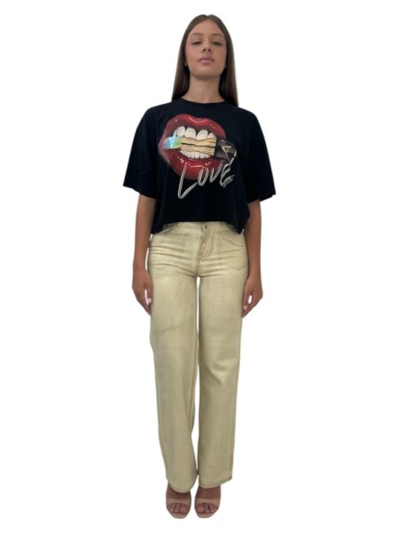 T-shirt nera labbra.