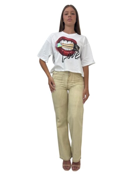 T-shirt bianca labbra.