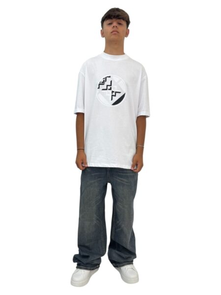 T-shirt bianca aml con logo nero e bianco