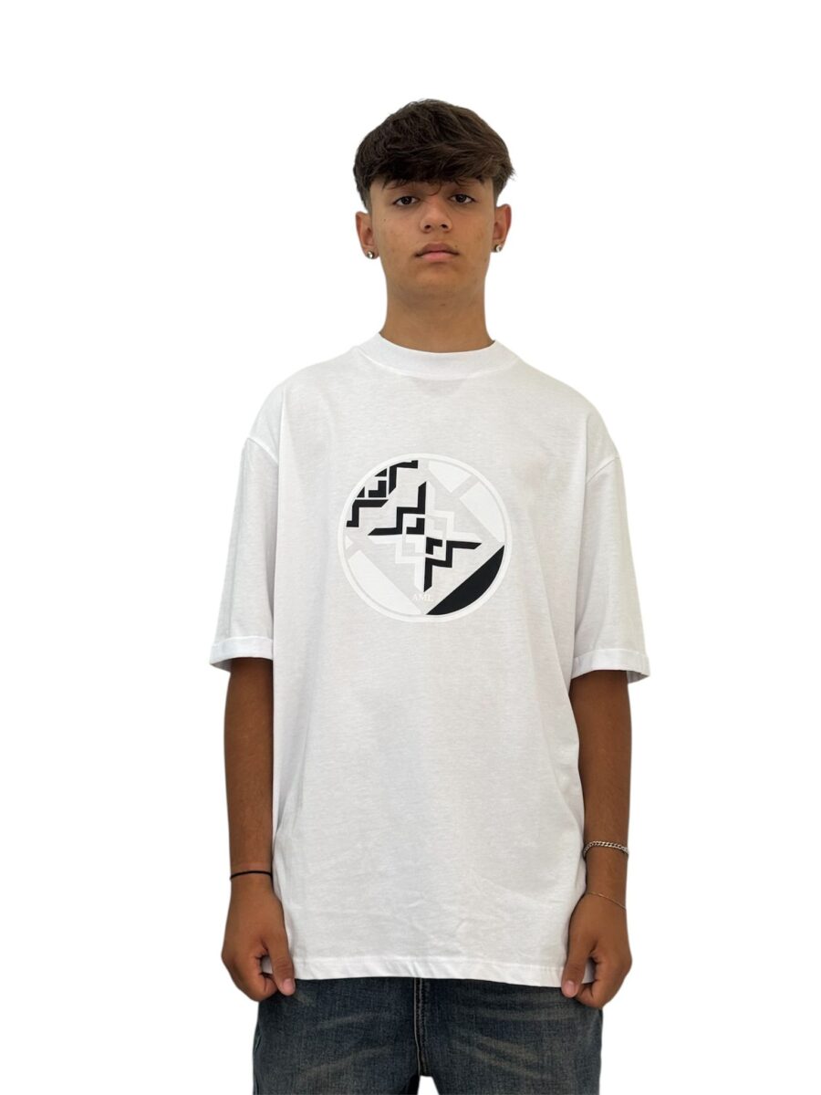 T-shirt bianca aml con logo nero e bianco - immagine 2