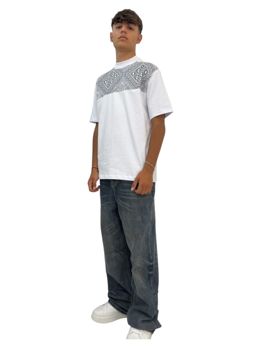 T-shirt bianca texture nera - immagine 2