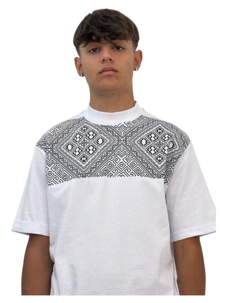 T-shirt bianca texture nera
