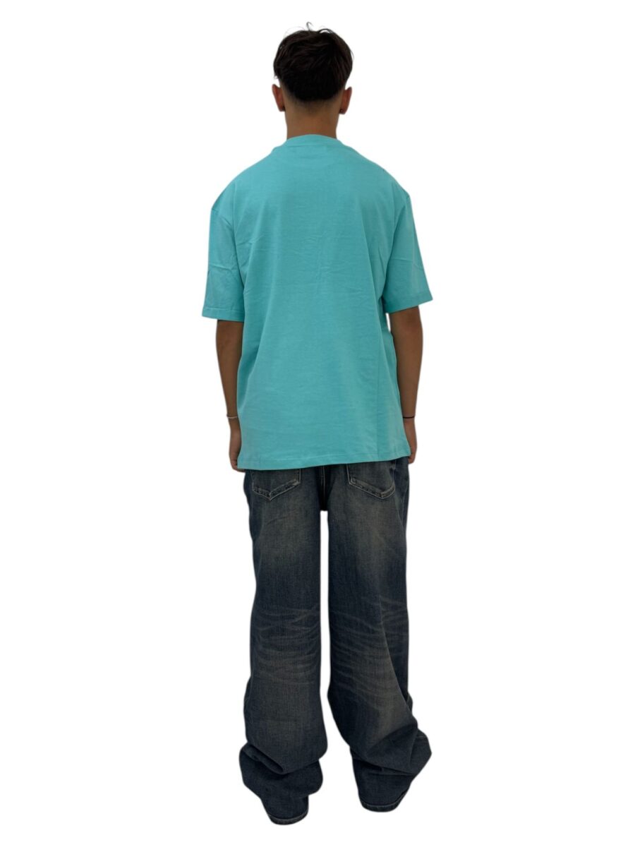 T-shirt turchese texture bianca - immagine 3