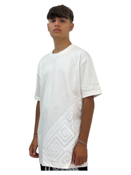 T-shirt bianca texture bianca di lato.