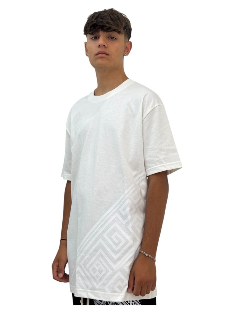 T-shirt bianca texture bianca di lato.