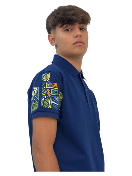 Polo mosaic blu