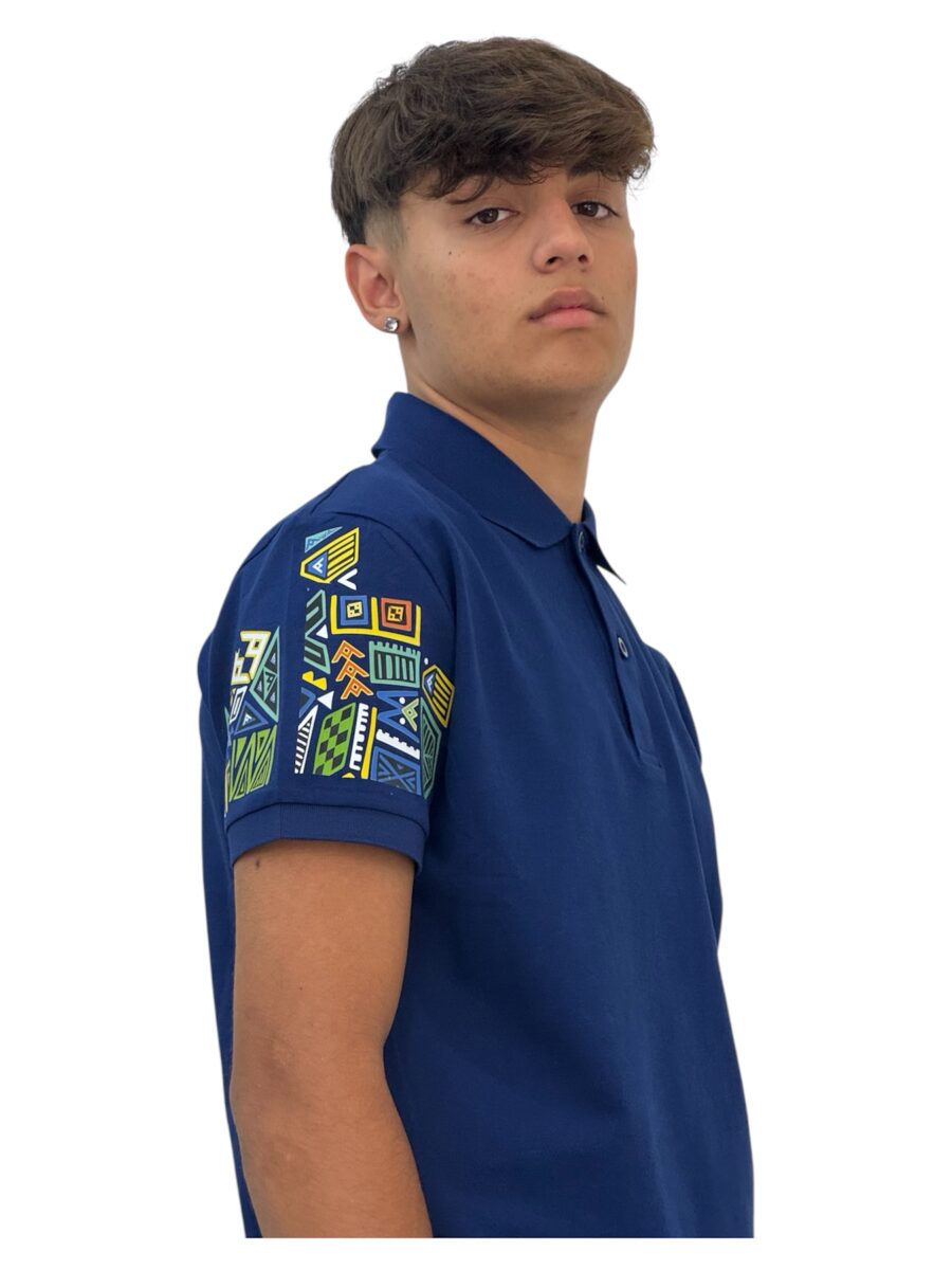 Polo mosaic blu